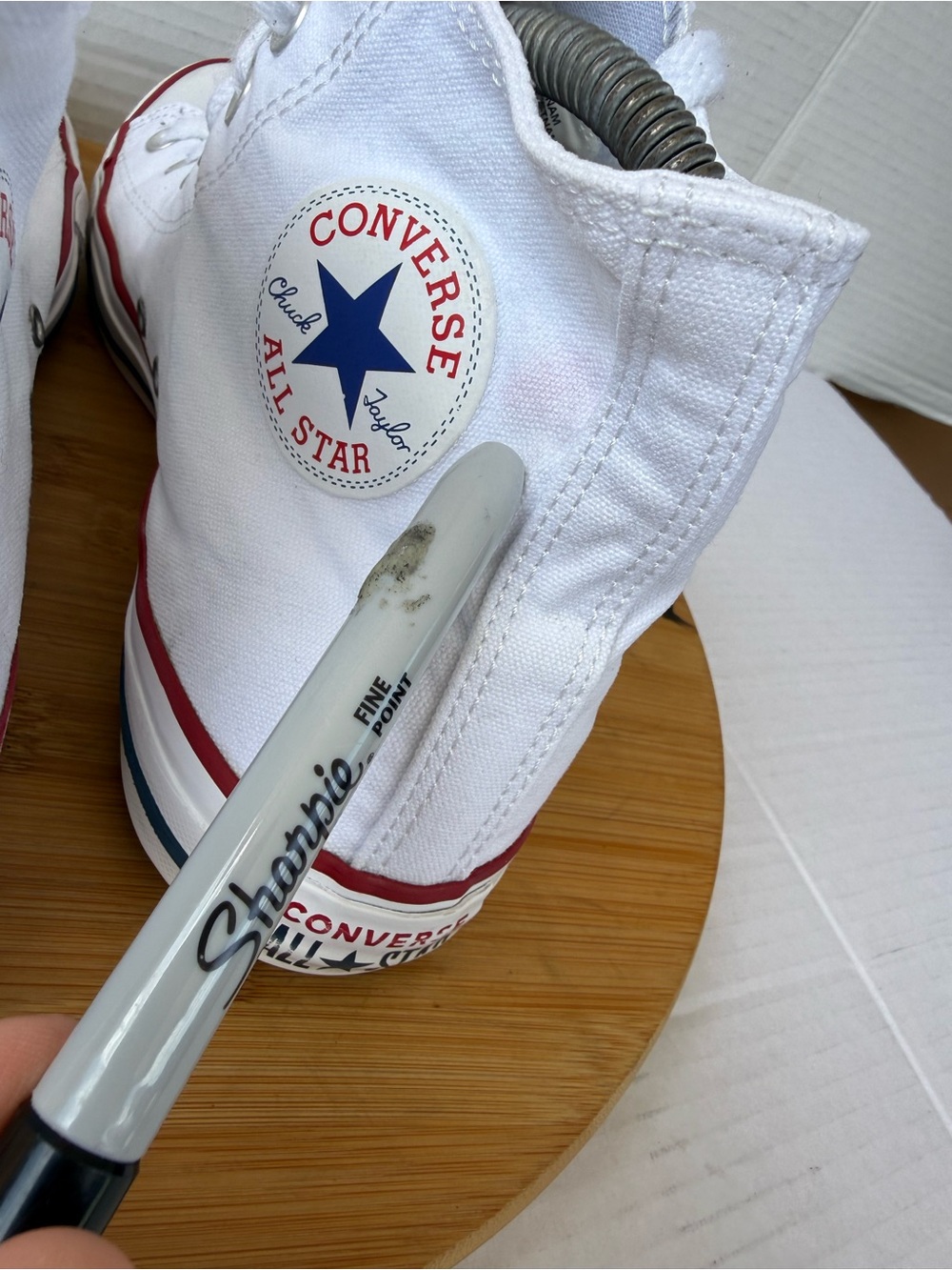 Converse Chuck Taylor All Star Hi Mens Size 8 White Red Athletic Shoes Sneakers - Picture 12 of 13